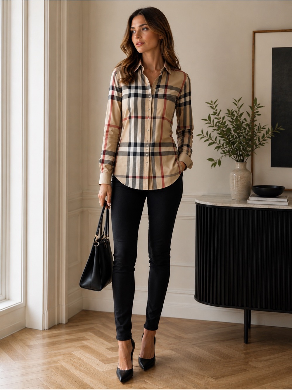 Burberry Brit Women’s Nova Check Stretch Shirt – Size M PTP 20”